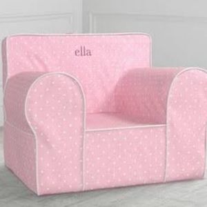 Pottery Barn Light Pink Whote Polka Dot Chaircover